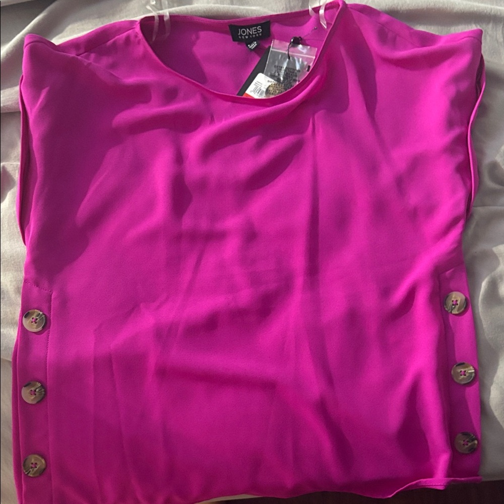 Jones New York Fuchsia Blouse with Button Detail